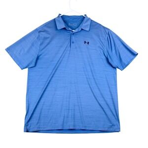 Under Armour HeatGear Polo Shirt‎ Mens XL Blue Polyester Blend Heathered